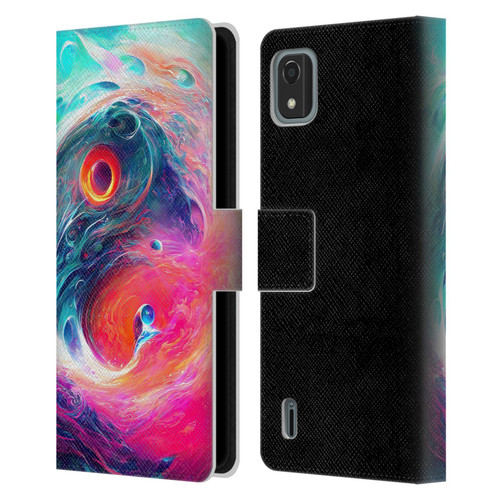 Wumples Cosmic Arts Blue And Pink Yin Yang Vortex Leather Book Wallet Case Cover For Nokia C2 2nd Edition