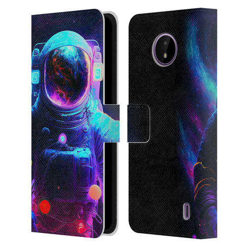 Wumples Cosmic Arts Astronaut Leather Book Wallet Case Cover For Nokia C10 / C20