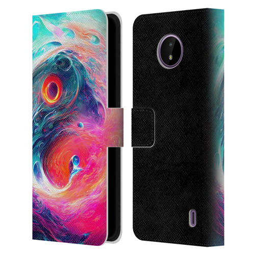 Wumples Cosmic Arts Blue And Pink Yin Yang Vortex Leather Book Wallet Case Cover For Nokia C10 / C20