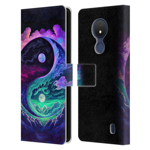 Wumples Cosmic Arts Clouded Yin Yang Leather Book Wallet Case Cover For Nokia C21