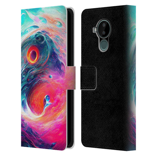 Wumples Cosmic Arts Blue And Pink Yin Yang Vortex Leather Book Wallet Case Cover For Nokia C30