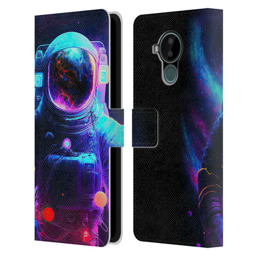 Wumples Cosmic Arts Astronaut Leather Book Wallet Case Cover For Nokia C30
