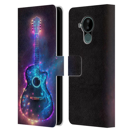 Wumples Cosmic Arts Guitar Leather Book Wallet Case Cover For Nokia C30