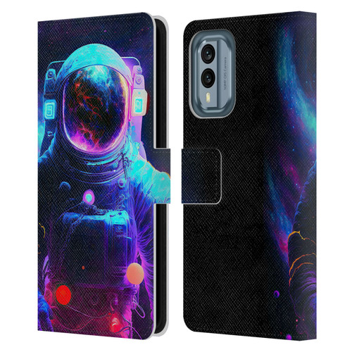 Wumples Cosmic Arts Astronaut Leather Book Wallet Case Cover For Nokia X30