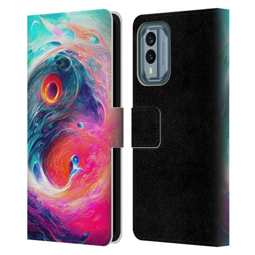 Wumples Cosmic Arts Blue And Pink Yin Yang Vortex Leather Book Wallet Case Cover For Nokia X30