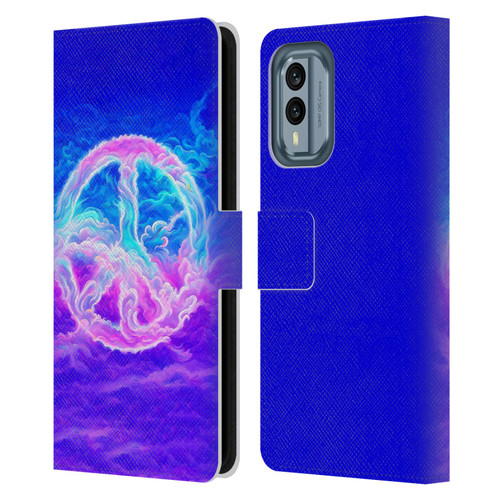 Wumples Cosmic Arts Clouded Peace Symbol Leather Book Wallet Case Cover For Nokia X30