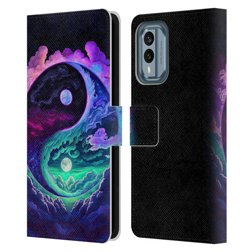 Wumples Cosmic Arts Clouded Yin Yang Leather Book Wallet Case Cover For Nokia X30