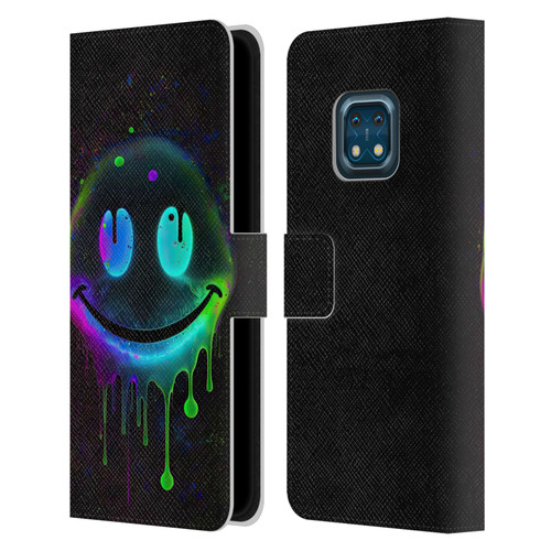 Wumples Cosmic Arts Drip Smiley Leather Book Wallet Case Cover For Nokia XR20