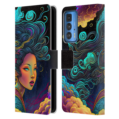 Wumples Cosmic Arts Cloud Goddess Leather Book Wallet Case Cover For Motorola Edge 20 Pro