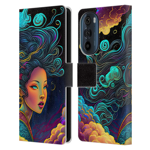 Wumples Cosmic Arts Cloud Goddess Leather Book Wallet Case Cover For Motorola Edge 30