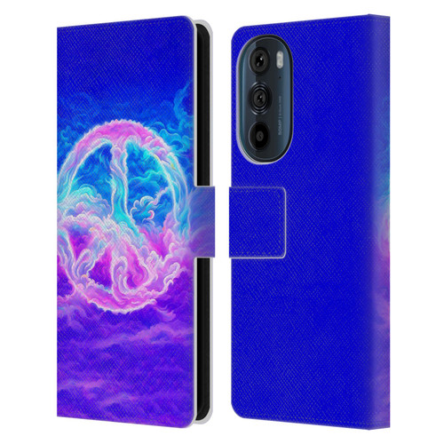 Wumples Cosmic Arts Clouded Peace Symbol Leather Book Wallet Case Cover For Motorola Edge 30