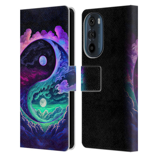 Wumples Cosmic Arts Clouded Yin Yang Leather Book Wallet Case Cover For Motorola Edge 30