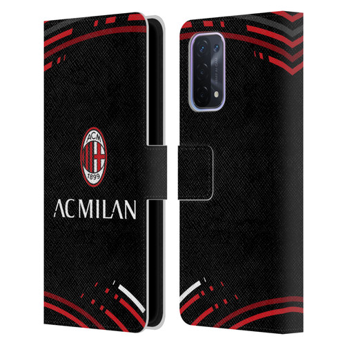 AC Milan Crest Patterns Curved Leather Book Wallet Case Cover For OPPO A54 5G