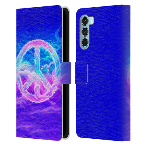 Wumples Cosmic Arts Clouded Peace Symbol Leather Book Wallet Case Cover For Motorola Edge S30 / Moto G200 5G