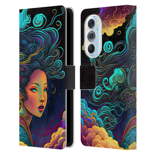 Wumples Cosmic Arts Cloud Goddess Leather Book Wallet Case Cover For Motorola Edge X30