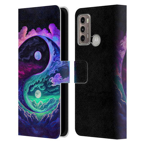 Wumples Cosmic Arts Clouded Yin Yang Leather Book Wallet Case Cover For Motorola Moto G60 / Moto G40 Fusion