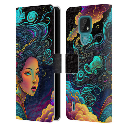 Wumples Cosmic Arts Cloud Goddess Leather Book Wallet Case Cover For Motorola Moto E7