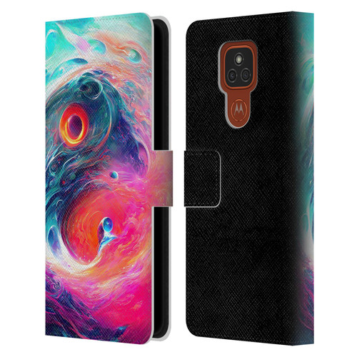 Wumples Cosmic Arts Blue And Pink Yin Yang Vortex Leather Book Wallet Case Cover For Motorola Moto E7 Plus