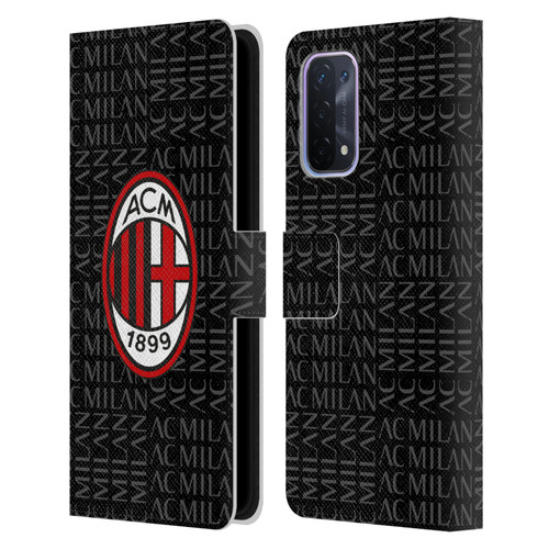 AC Milan Crest Patterns Red And Grey Leather Book Wallet Case Cover For OPPO A54 5G