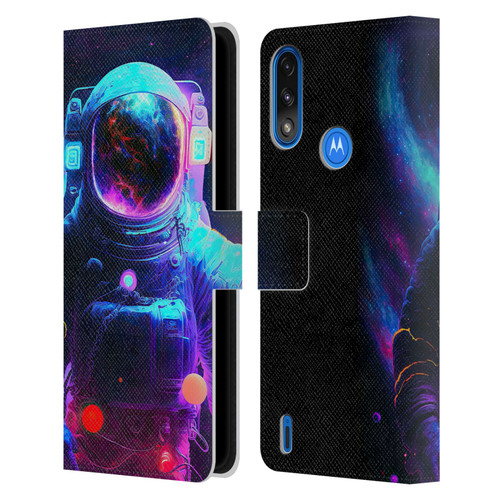 Wumples Cosmic Arts Astronaut Leather Book Wallet Case Cover For Motorola Moto E7 Power / Moto E7i Power