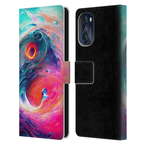 Wumples Cosmic Arts Blue And Pink Yin Yang Vortex Leather Book Wallet Case Cover For Motorola Moto G (2022)