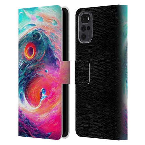 Wumples Cosmic Arts Blue And Pink Yin Yang Vortex Leather Book Wallet Case Cover For Motorola Moto G22