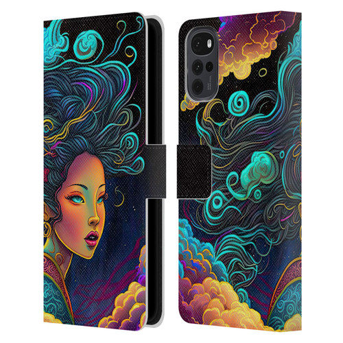 Wumples Cosmic Arts Cloud Goddess Leather Book Wallet Case Cover For Motorola Moto G22