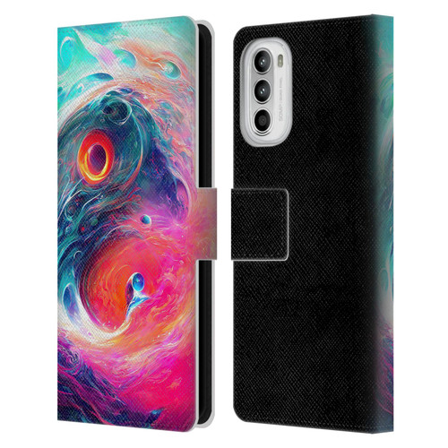 Wumples Cosmic Arts Blue And Pink Yin Yang Vortex Leather Book Wallet Case Cover For Motorola Moto G52