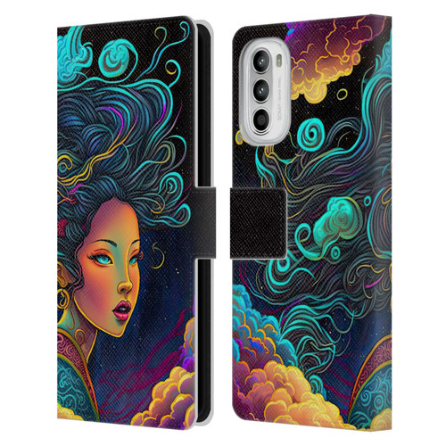 Wumples Cosmic Arts Cloud Goddess Leather Book Wallet Case Cover For Motorola Moto G52