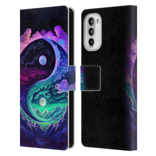 Wumples Cosmic Arts Clouded Yin Yang Leather Book Wallet Case Cover For Motorola Moto G52