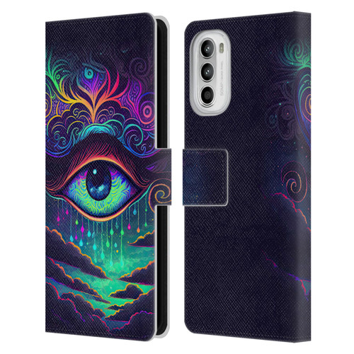 Wumples Cosmic Arts Eye Leather Book Wallet Case Cover For Motorola Moto G52