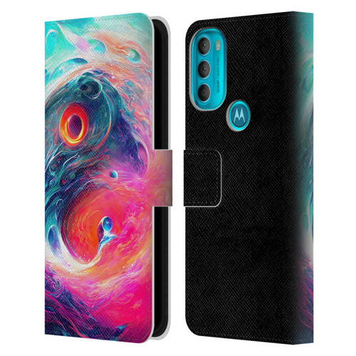 Wumples Cosmic Arts Blue And Pink Yin Yang Vortex Leather Book Wallet Case Cover For Motorola Moto G71 5G
