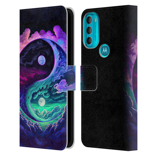 Wumples Cosmic Arts Clouded Yin Yang Leather Book Wallet Case Cover For Motorola Moto G71 5G