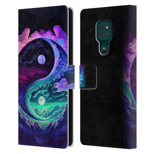 Wumples Cosmic Arts Clouded Yin Yang Leather Book Wallet Case Cover For Motorola Moto G9 Play