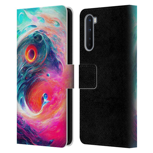 Wumples Cosmic Arts Blue And Pink Yin Yang Vortex Leather Book Wallet Case Cover For OnePlus Nord 5G