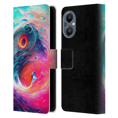 Wumples Cosmic Arts Blue And Pink Yin Yang Vortex Leather Book Wallet Case Cover For OnePlus Nord N20 5G