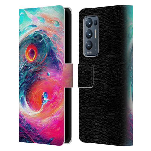 Wumples Cosmic Arts Blue And Pink Yin Yang Vortex Leather Book Wallet Case Cover For OPPO Find X3 Neo / Reno5 Pro+ 5G