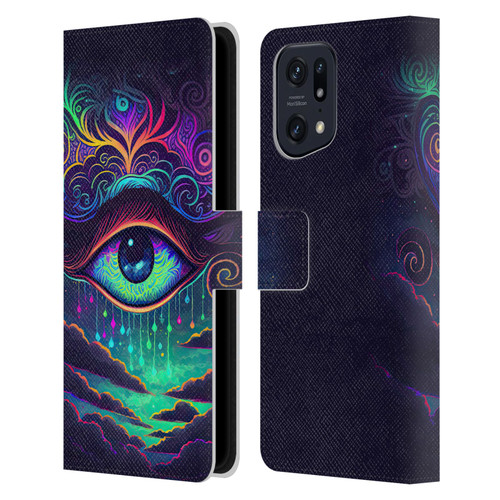 Wumples Cosmic Arts Eye Leather Book Wallet Case Cover For OPPO Find X5