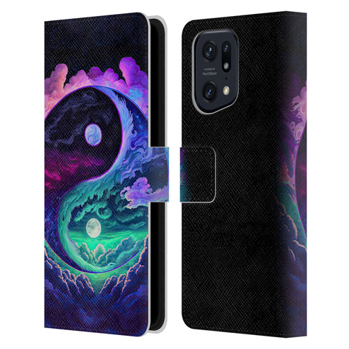 Wumples Cosmic Arts Clouded Yin Yang Leather Book Wallet Case Cover For OPPO Find X5 Pro