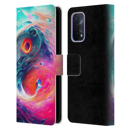 Wumples Cosmic Arts Blue And Pink Yin Yang Vortex Leather Book Wallet Case Cover For OPPO A54 5G