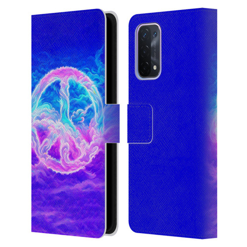 Wumples Cosmic Arts Clouded Peace Symbol Leather Book Wallet Case Cover For OPPO A54 5G