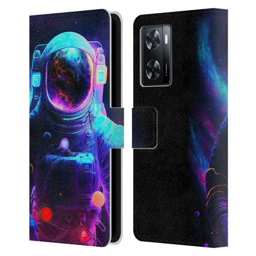 Wumples Cosmic Arts Astronaut Leather Book Wallet Case Cover For OPPO A57s