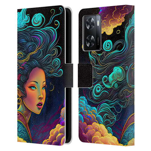 Wumples Cosmic Arts Cloud Goddess Leather Book Wallet Case Cover For OPPO A57s