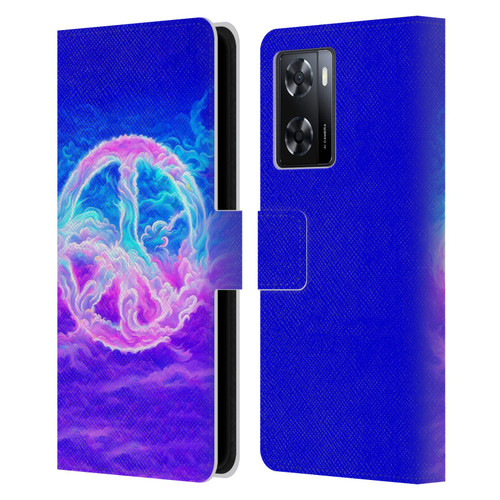 Wumples Cosmic Arts Clouded Peace Symbol Leather Book Wallet Case Cover For OPPO A57s