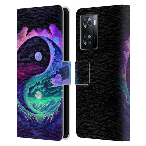 Wumples Cosmic Arts Clouded Yin Yang Leather Book Wallet Case Cover For OPPO A57s
