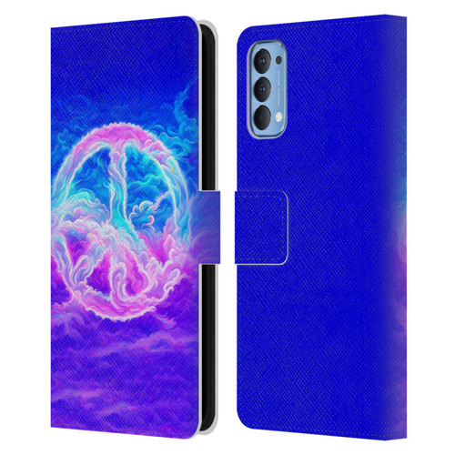 Wumples Cosmic Arts Clouded Peace Symbol Leather Book Wallet Case Cover For OPPO Reno 4 5G