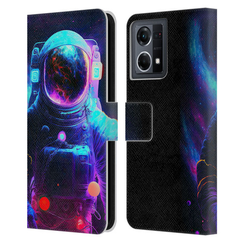 Wumples Cosmic Arts Astronaut Leather Book Wallet Case Cover For OPPO Reno8 4G