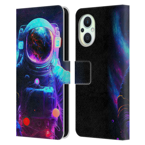 Wumples Cosmic Arts Astronaut Leather Book Wallet Case Cover For OPPO Reno8 Lite