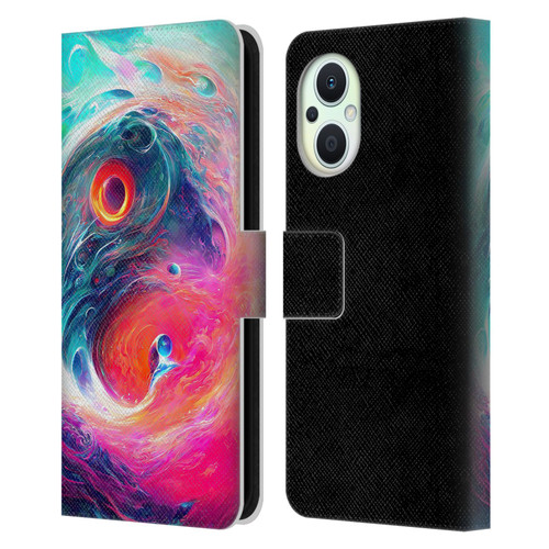 Wumples Cosmic Arts Blue And Pink Yin Yang Vortex Leather Book Wallet Case Cover For OPPO Reno8 Lite