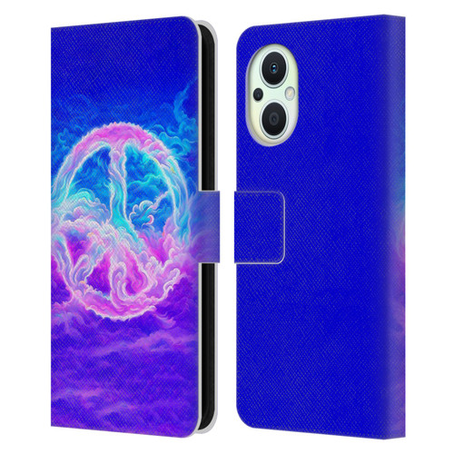 Wumples Cosmic Arts Clouded Peace Symbol Leather Book Wallet Case Cover For OPPO Reno8 Lite